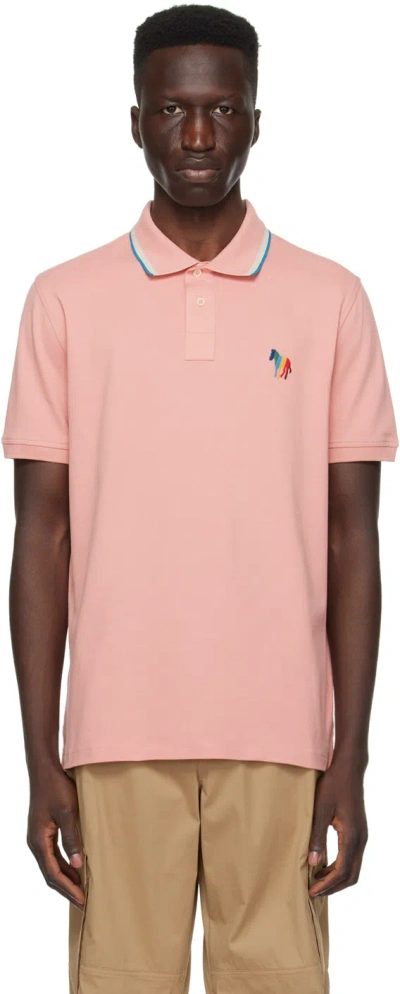 Ps By Paul Smith Pink Broad Stripe Zebra Polo In 21 Pinks