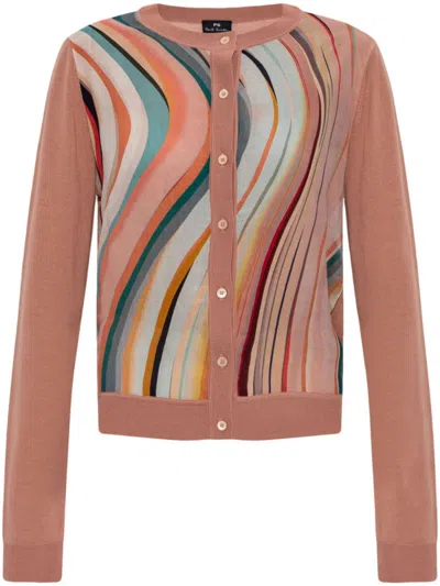 PS BY PAUL SMITH PINK STRIPED CARDIGAN