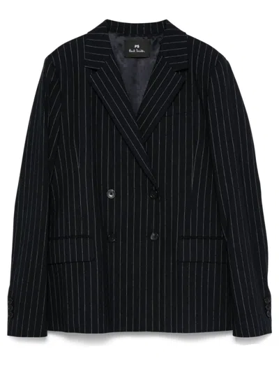 Ps By Paul Smith Pinstripe-pattern Blazer In Blue