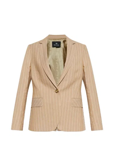 Ps By Paul Smith Pinstripe-pattern Blazer In Brown