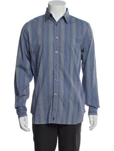 Pre-owned Ps By Paul Smith Plaid Print Long Sleeve Shirt In Blue