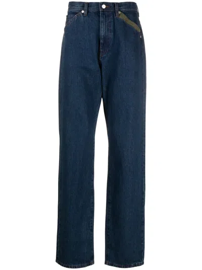 Ps By Paul Smith Plains-embroidered Cotton Jeans In Blue
