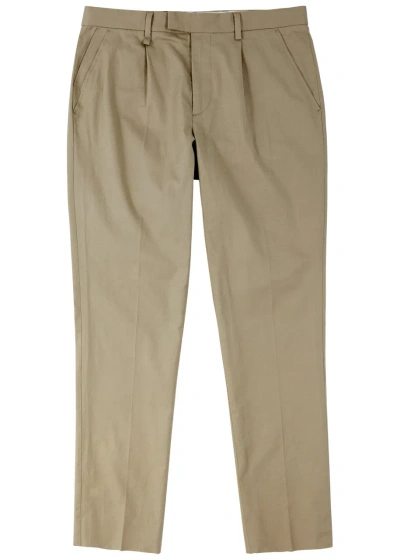 Ps By Paul Smith Pleated Cotton-blend Trousers In Beige