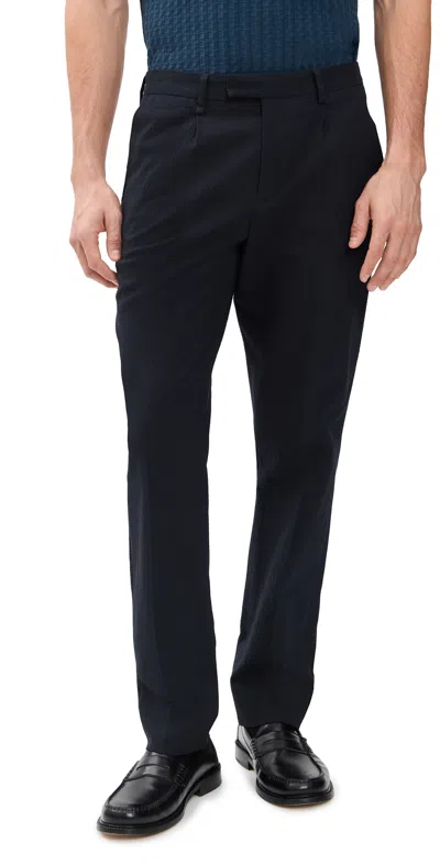 Ps By Paul Smith Pleated Trousers Dark Navy In Black