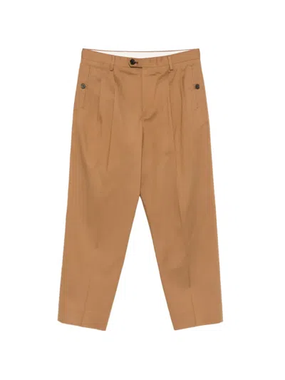 Ps By Paul Smith Pleated Wide-leg Trousers In Brown