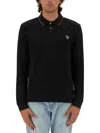 Ps By Paul Smith Long-sleeve Zebra-logo Polo Shirt In Black