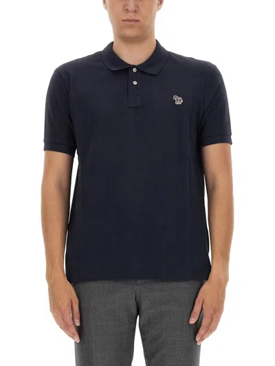 Ps By Paul Smith Polo With Logo Patch In Blue