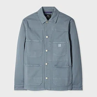 Ps By Paul Smith Powder Blue Garment-dyed Denim Work Jacket