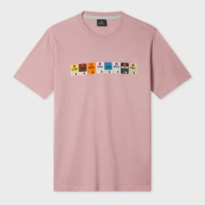 Ps By Paul Smith Powder Pink 'ticket Stubs' Print T-shirt Purple