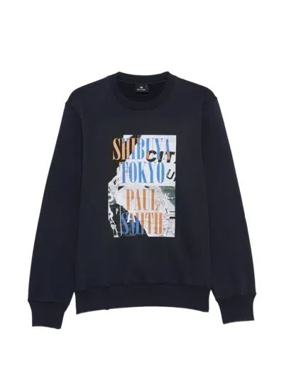 Ps By Paul Smith Print-detail Long-sleeve Sweatshirt In Blue