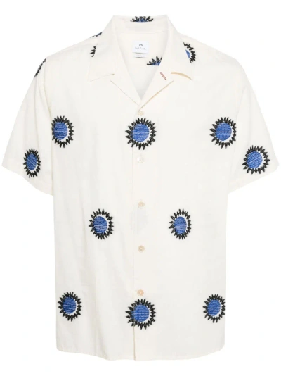 Ps By Paul Smith Printed Casual Shirt In White