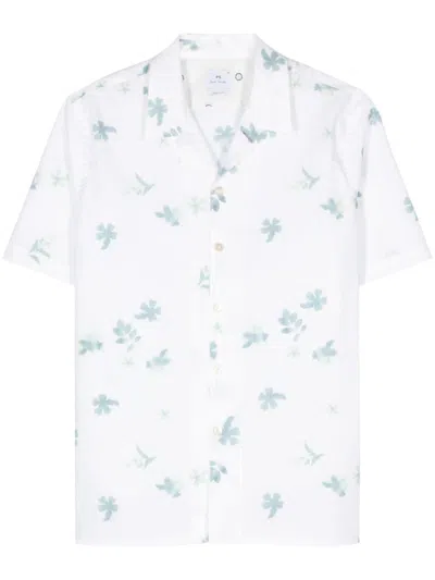 Ps By Paul Smith Printed Casual Shirt In White