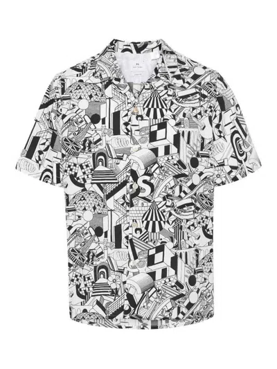 Ps By Paul Smith Printed Casual Shirt In White