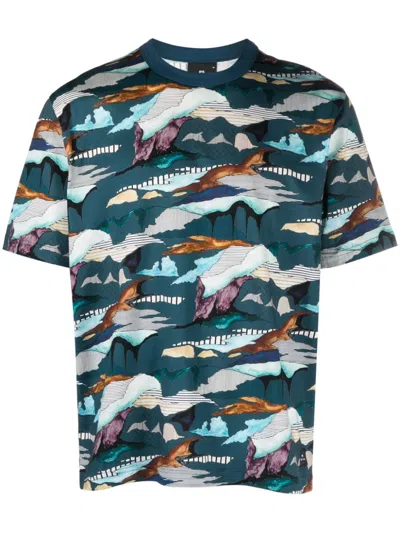 Ps By Paul Smith Plains-print Cotton T-shirt In Multicolor