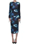 Ps By Paul Smith Abstract-print Midi Dress In Blue