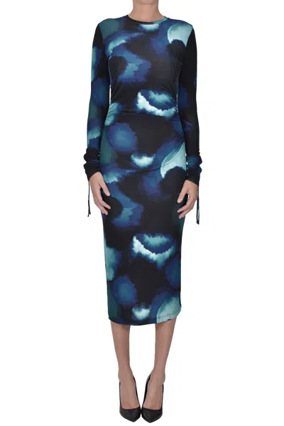 Ps By Paul Smith Printed Jersey Dress In Blue