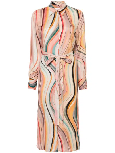 Ps By Paul Smith Artist-stripe Midi Dress In Multicolour