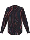 Ps By Paul Smith Women's 'midnight Swirl' Satin Georgette Shirt Blue In 49