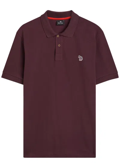 Ps By Paul Smith Ps Paul Smith Appliquéd Piqué Cotton Polo Shirt In Burgundy