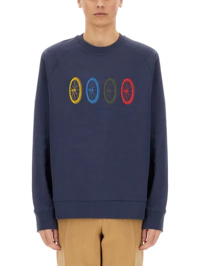 Ps By Paul Smith Ps Paul Smith Bike Wheel Sweatshirt In Blue
