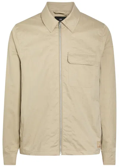 Ps By Paul Smith Ps Paul Smith Brushed Poplin Harrington Jacket In Neutral