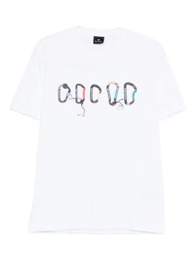 Ps By Paul Smith Ps Paul Smith Carabiner Organic Cotton T-shirt In White