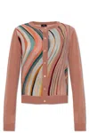 Ps By Paul Smith Ps Paul Smith Swirl Pattern Crewneck Buttoned Cardigan In Pink