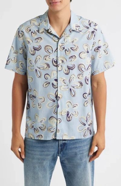 Ps By Paul Smith Ps Paul Smith Casual Fit Abstract Floral Cotton Camp Shirt In Blue