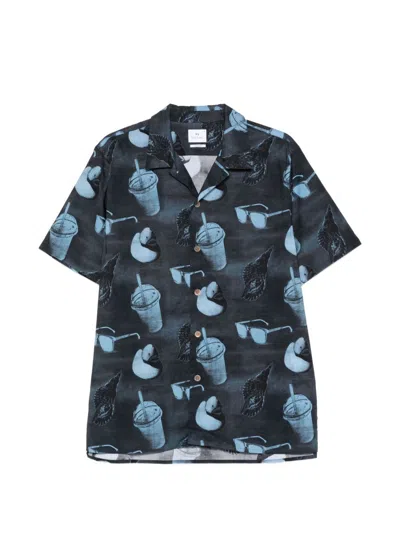 Ps By Paul Smith Ps Paul Smith Mens Short Sleeves Casual Fit Shirt In Blue