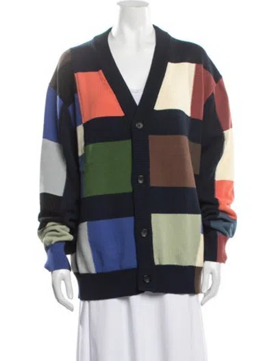 Pre-owned Ps By Paul Smith Ps Paul Smith Colorblock Pattern V-neck Sweater In Blue