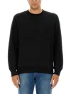 Ps By Paul Smith Black Cotton Sweatshirt With Embossed Design In Black