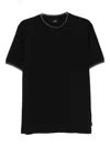 Ps By Paul Smith Black T-shirt With Striped Crew Neck Ps Paul Smith In Black