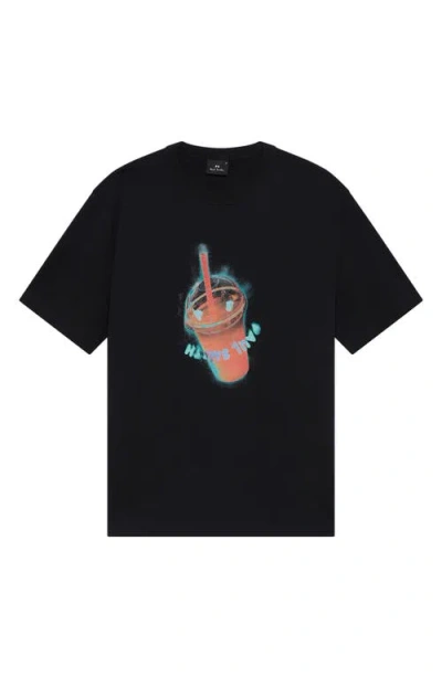 Ps By Paul Smith Ps Paul Smith Drink Graphic Organic Cotton T-shirt In Black