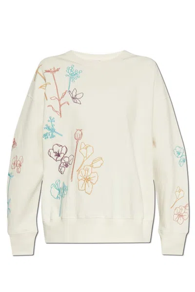 Ps By Paul Smith Ps Paul Smith Floral Embroidered Crewneck Sweatshirt In Beige