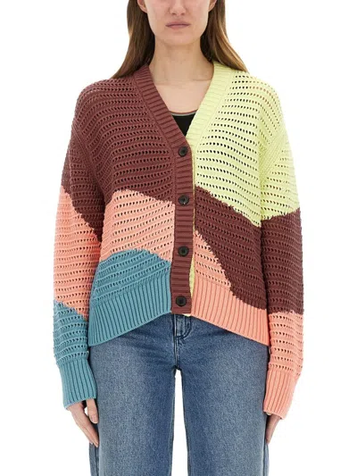 Ps By Paul Smith Ps Paul Smith Gradient Wave Knitted Cardigan In Multicolour