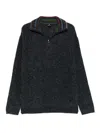 Ps By Paul Smith Half-zip Striped-collar Sweater In Gray