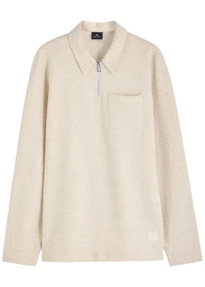 Ps By Paul Smith Ps Paul Smith Half-zip Cotton-blend Sweatshirt In Neutral
