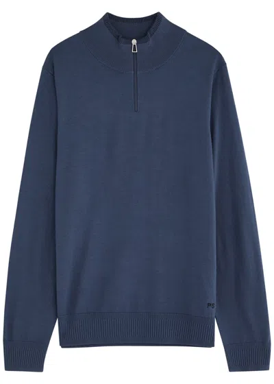 Ps By Paul Smith Ps Paul Smith Half-zip Wool Jumper In Blue