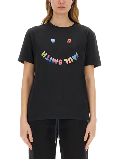 Ps By Paul Smith Women's Black Ps 'happy' Gradient T-shirt