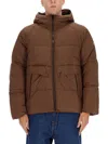Ps By Paul Smith S By Paul Smith Mens Logo-patch Raglan-sleeve Shell Puffer Jacket Brown In Brown