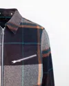 Ps By Paul Smith Ecru And Burgundy Check Wool-blend Harrington Jacket White In Multicolour