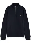 Ps By Paul Smith Ps Paul Smith Logo-appliquéd Half-zip Cotton Sweatshirt In Navy