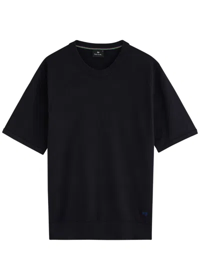 Ps By Paul Smith Ps Paul Smith Logo-embroidered Cotton-knit T-shirt In Navy