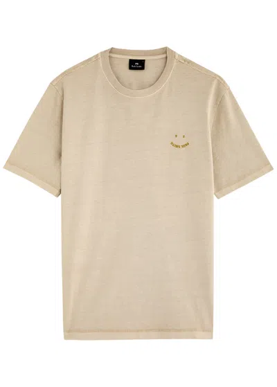Ps By Paul Smith Ps Paul Smith Logo-embroidered Cotton T-shirt In Beige