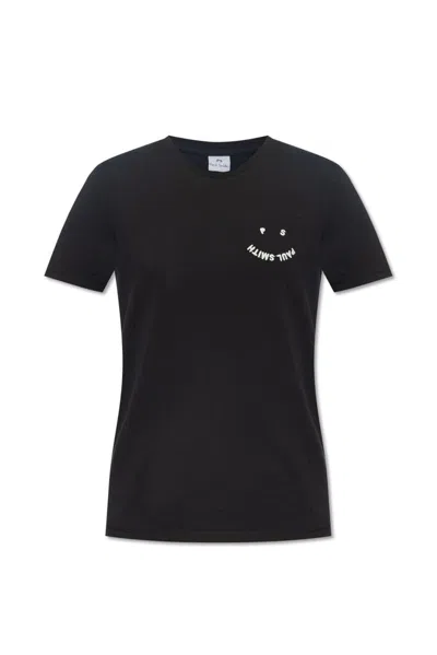 Ps By Paul Smith Ps Paul Smith Logo Embroidered Crewneck T In Black
