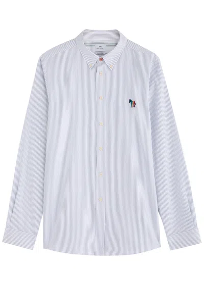 Ps By Paul Smith Ps Paul Smith Logo-embroidered Striped Cotton Shirt In Light Blue