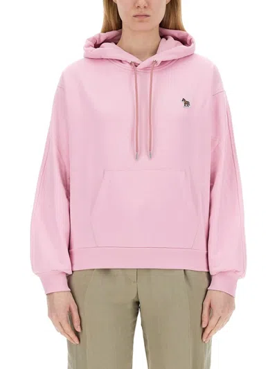 Ps By Paul Smith Ps Paul Smith Logo Patch Drawstring Hoodie In Pink