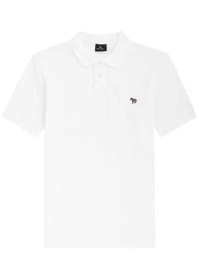 Ps By Paul Smith Ps Paul Smith Logo Piqué Cotton Polo Shirt In White