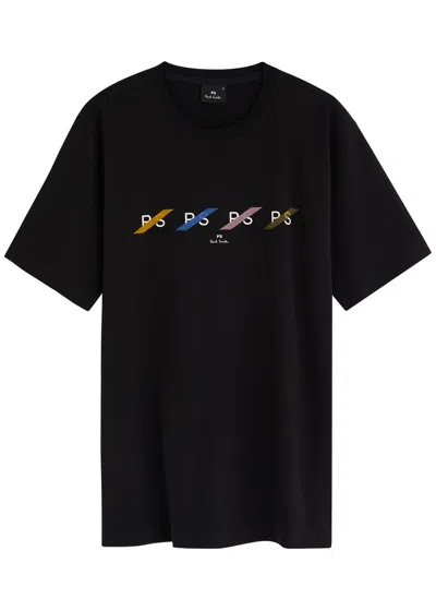 Ps By Paul Smith Ps Paul Smith Logo Printed Cotton T-shirt In Black