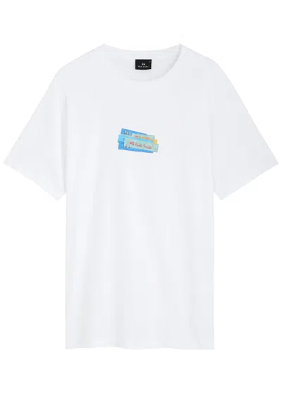 Ps By Paul Smith Ps Paul Smith Logo Printed Cotton T-shirt In White